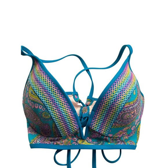 Shade & Shore Womens Paisley Pattern Bikini Top Size 34 B Colorful - Picture 1 of 7